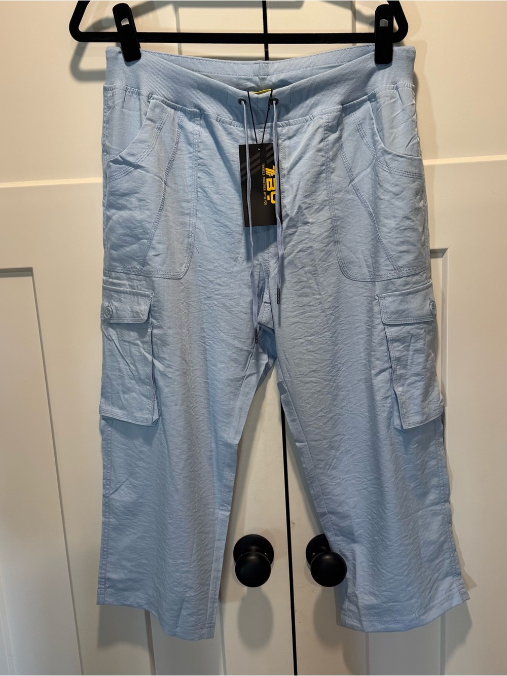 TBY Light Blue Cargo Lounge Pants with Drawstring Capris XL